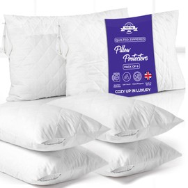 Posh Tag Quilted Zipped Pillow Protector Pack of 6- 50cm x 75cm Soft and Comfortable Microfiber Pillowcase Protectors - Anti-Allergy and Breathable Pillow Cover