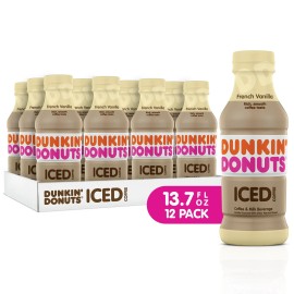 Dunkin' Donuts French Vanilla Iced Coffee Drink, 13.7 oz Bottle, 12/Carton FSH