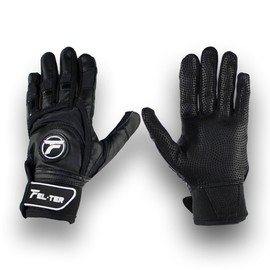 FELTER FITNESS Guantes de bateo Niños para béisbol,Guantes de bateo para béisbol Infantil + sóftbol, Par de Guantes de bateo para niños (Negro) (Small)