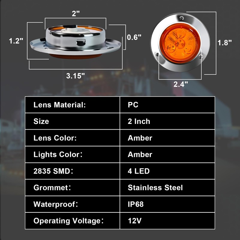 Wodvyss 10-Pack Red 2" 4 LED Round Trailer Side Marker