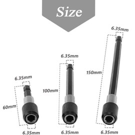Mesee Set of 3 Pieces Magnetic Extension Chuck Adapter, 1/4 Inch Hex Shank Quick Release Bar Socket Screwdriver Bit Holder Set for Screws, Nuts and Handheld Driver, 60mm/100mm/150mm Length