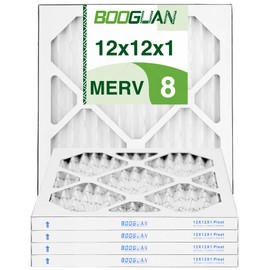 BOOGUAN 12x12x1 MERV 8 Furnace Filters Pleated HVAC AC Furnace Air Filters | 4-Pack