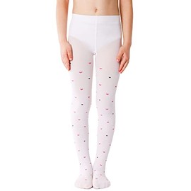 NOQ Children's Thin Tights with Beautiful Print Girls Patterned 40 Denier School Dance Ceremony Casual, Dina Bianco