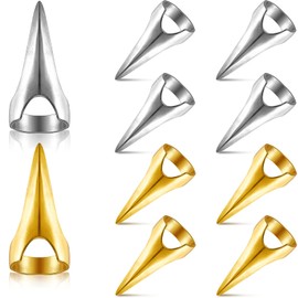 Hicarer 10 Pieces Stitch Tool for Braids Aid Finger Ring Hair Parting Tool Retro Metal Claws Rings for Hair Braiding Supplies Cosplay Nail Art Holiday Party(silver and Gold)