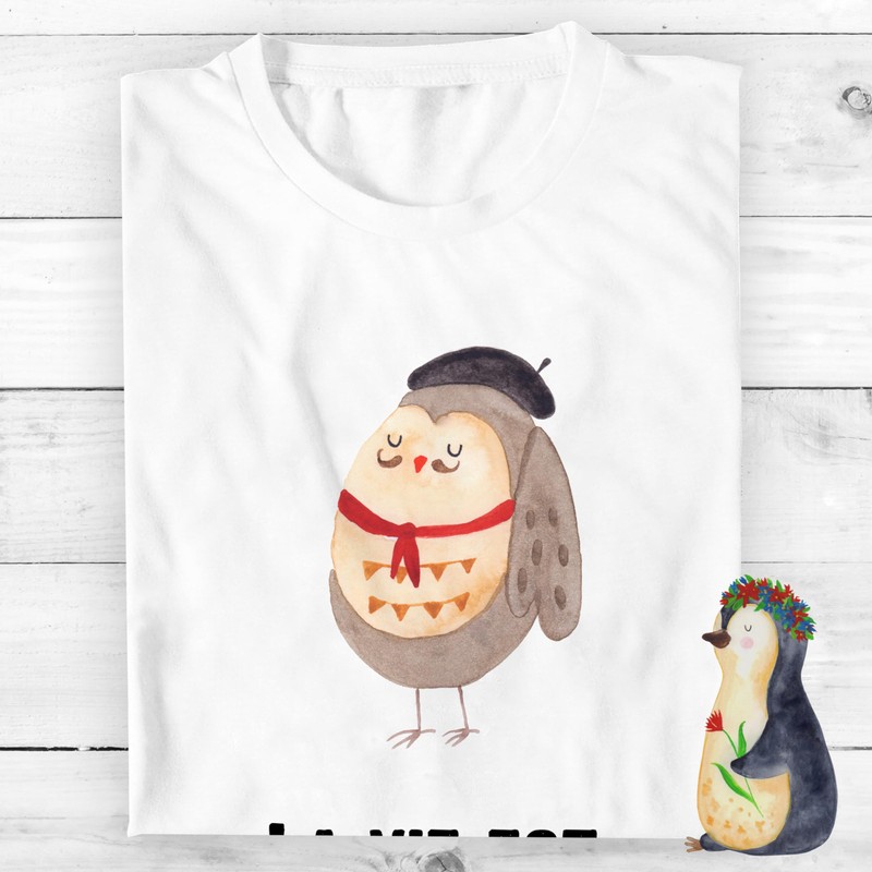 Mr. & Mrs. Panda French Owl Cotton T-Shirt, White