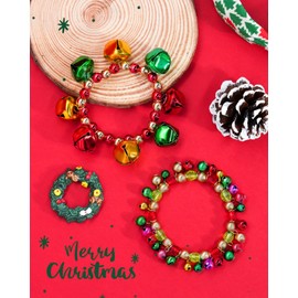 2pcs Christmas Jingle Bell Bracelets for Women Colorful Xmas Beaded Charm Stretch Bracelet Jingle Bell Bracelet Set Christmas Bracelets Holiday Accessories Jewelry Gifts for Xmas Party Favors-Gold