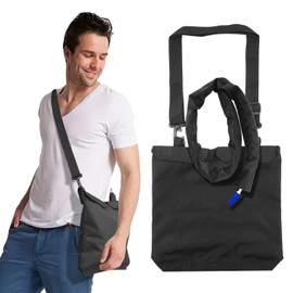 Urine Drainage Bag Holder with Catheter Tube Cover, Catheter Bag Covers with Adjustable Shoulder Strap (Black)