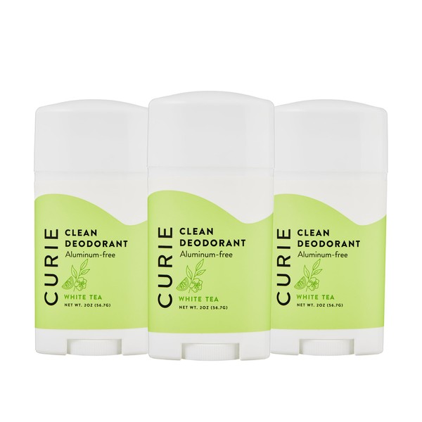Curie Natural Deodorant for Women - White Tea Stick 3pk - Aluminum Free Deodorant, Paraben Free, Cruelty Free, Vegan, Non-Toxic