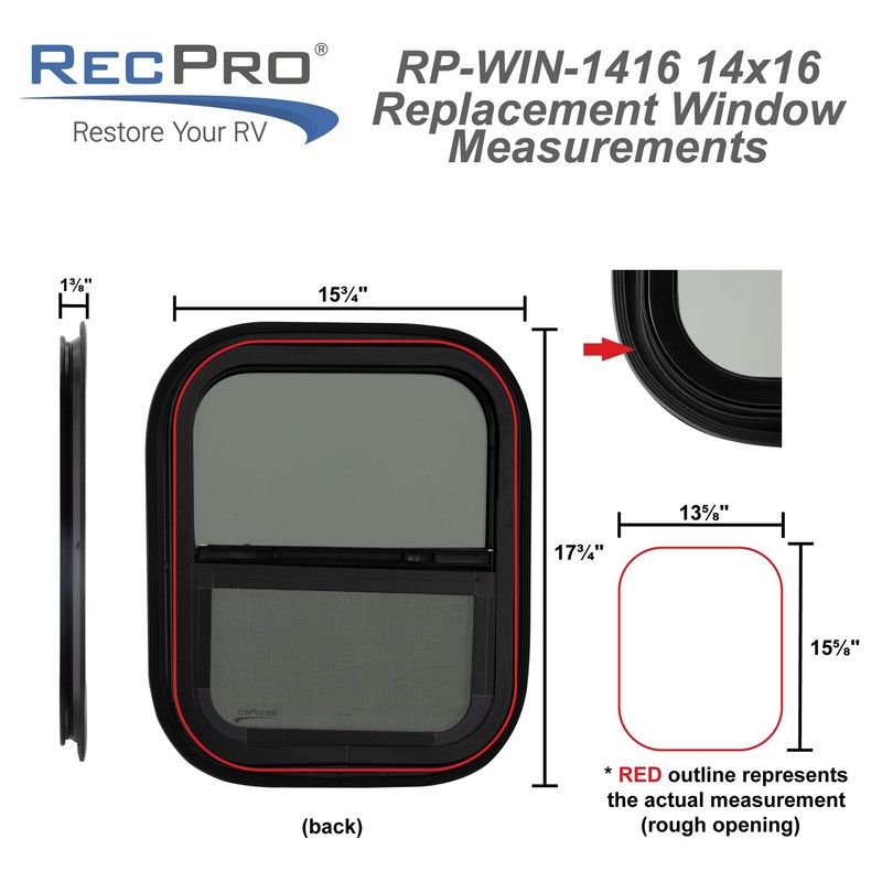 RecPro RV Window | 14" W x 16" H |