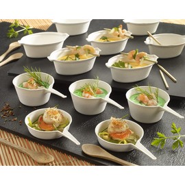 SOLIA VO57021 Deep Plate Disposable Tableware, 0.8 fl oz (25 ml), 50 Pieces, Paper Plates, Handle, Eco Material, Pulp, French Cuisine