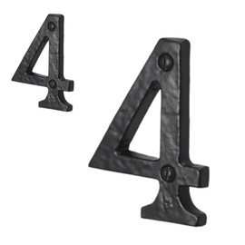 Antique Black Door Numbers Screw On 3 Inch Cast Iron Number 4 Door Number Elegant and Bold Door Numerals Suitable for All Door Types Including Wooden uPVC and Composite.