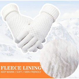 2 Pairs Women's Winter Touch Screen Gloves Warm Fleece Lined Knit Gloves Elastic Cuff Winter Texting Gloves