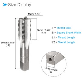 CoCud Manual Threading Tap M22 x 1.5 Thread Metric Alloy Tool Steel Thread Tapping Taper Bottom Tap for Machine Thread Repair 1 Pair