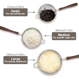 YouXiaor Powdered Sugar Shaker, 3 Pieces Dusting Sugar Shaker, Powdered Sugar Mill, Flour Shaker, Powdered Sugar Sieve, Flour Sieve, Kitchen Sieve Set, Small Stainless Steel Sieves with Handles,