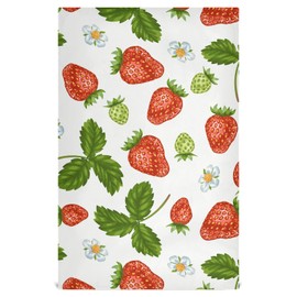 Naanle Red Strawberries Flower Kitchen Towels 1 Pack Dish Cloths Reusable Cleaning Cloths Absorbent Hand Towels Tea Towels Bar Towels Fast Drying 28 x 18 in