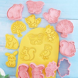Cortadores de galletas de mariposa con sellos de galletas, juego de 8 piezas, cortadores de galletas mini con formas de conejo 3D para niños y adultos (Animal B)