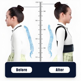 Posture Corrector for Kids Adjustable Back Straighter with Shoulder Pads Upper Back Posture Brace for Teenagers to Provide Spinal Support Improve Posture and Prevent Slouching(Medium, waist size 23.6-31.5in)