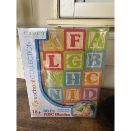 Maxim Deluxe Wooden ABC Blocks. Extra-Large Engraved Baby Alphabet Letters Co...