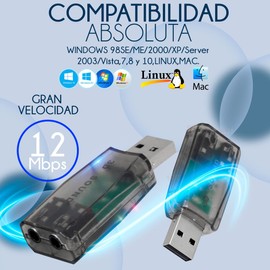 SC ACCESORIOS Tarjeta De Sonido USB Audio 5.1 Canales Pc Laptop Digital 3D USB 2.0 Jack 3.5mm Micrófonos Audífonos Laptop Pc Computadora (Gris)
