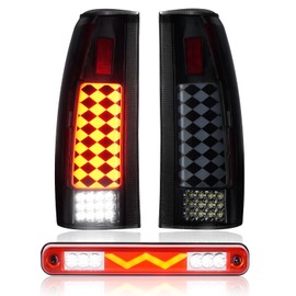 Tail Light + 3rd Third Brake Cargo Lamp for Chevy GMC C1500 K1500 1988-1999, C2500 C3500 K2500 K3500 1988-2000, Silverado 1994-1998, Blazer 1992-1994, High Mount Stop Light Rear LED Taillight 16511565