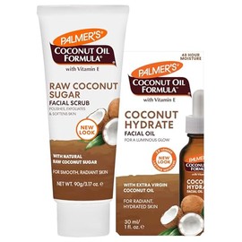 Palmers Face Oil  Face Scrub, Coconut Oil Formula with Vitamin E Skin Care Bundle, Made with Fair Trade Coconut Oil  Monoi, Includes 1 Facial Oil (1  
