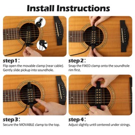 GOGHOST Clip-On Guitar Pickup for Steel-String (Not for Classical) Acoustic Guitar Pickups for 38-42 in Electric Pick Up Transducer Amplifier, Cable Length 10ft