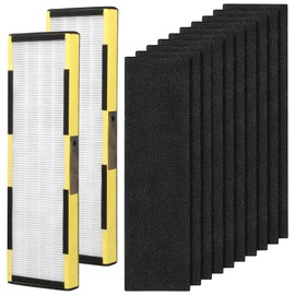 2 Pack Replacement FLT4825 True HEPA Filter B with 10 Pack Activated Carbon Pre-Filters for GermGuardian Air Purifier AC4825, AC4300BPTCA, AC4900CA, AC4825DLX, AC4850PT, CDAP4500BCA, CDAP4500WCA