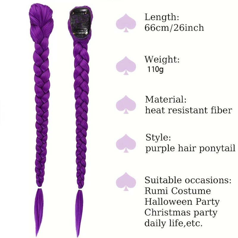 Kpop Purple Pigtail y2k Cosplay Hair Extensions with Laser Wire