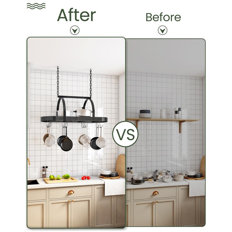 CHOEZON Hanging Pot Rack, Pot Hanger for Kitchen, Ceiling Mounted