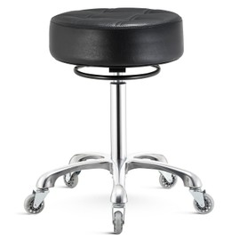 Professional Rolling Stool with Adjustable Height – 360° Swivel Wheels, Ergonomic PU Seat & Heavy-Duty Steel Base for Medical, Salon, Workshop – Supports 400 lbs, Tool-Free Assembly, ANSI-Certified