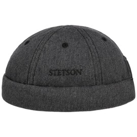 Stetson Cotton Melange Men's Docker Hat - UV Protection 40+ - 100% Cotton - Docker with Velcro Fastening - Summer/Winter, charcoal