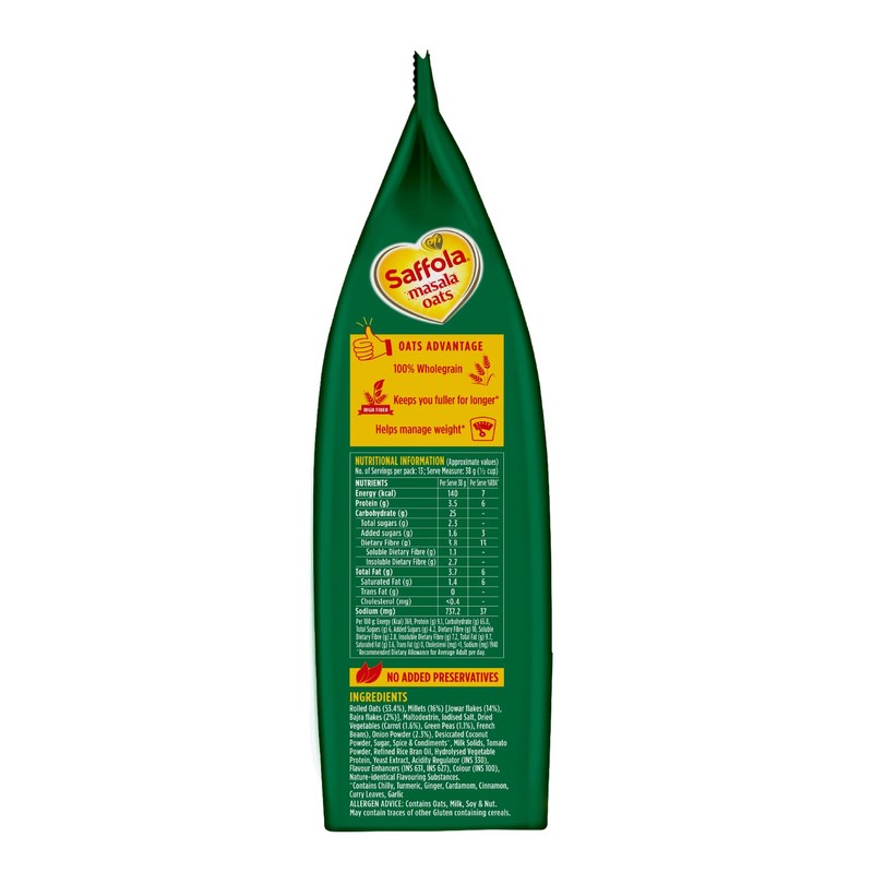 Saffola Masala Oats Veggie Twist, 500 grams (17.63 oz) -