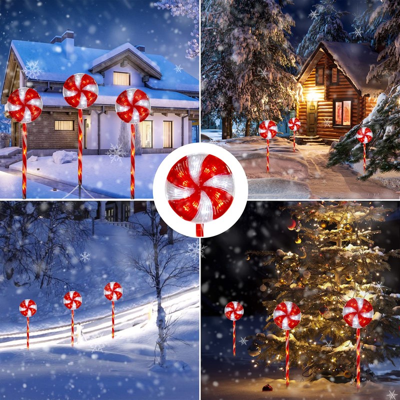 Lollipop Christmas Pathway Lights Outdoor - 3 Pack 29 inches