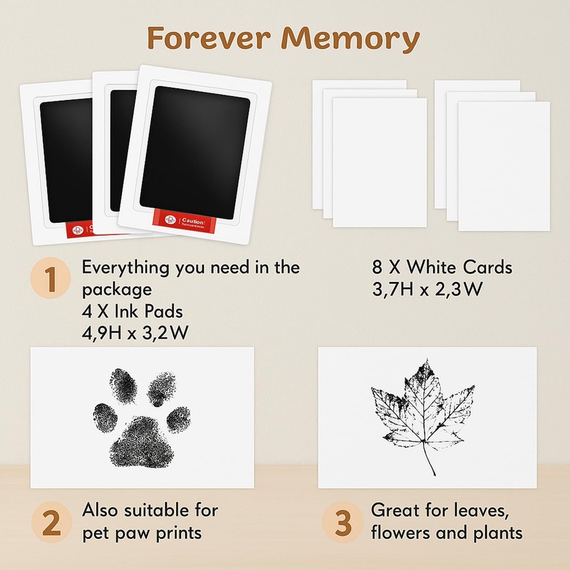 Paw Print Kit for Dogs, 4 Ink Pads with 20