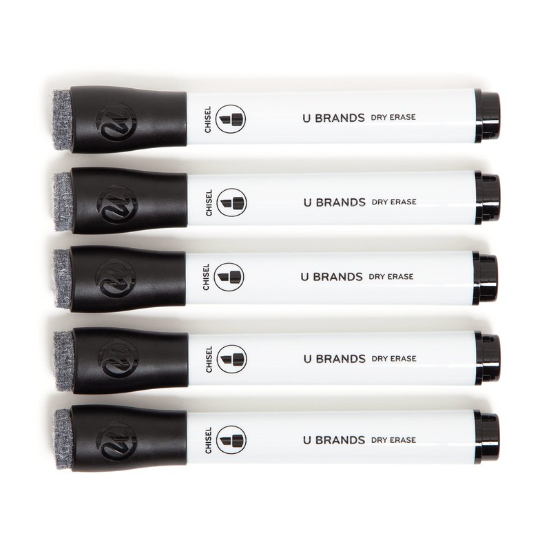 U Brands Fine Tip Dry Erase Markers with Eraser, Whiteboard