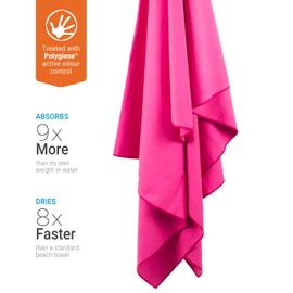 Lifeventure SoftFibre Travel Towel — Compact, Lightweight Quick-Dry Sports & Beach Towel, Sand-Free Design, Extra Large, Pink