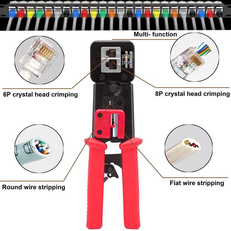 MAYLINE RJ45 Cat5 Cat5e Cat6 Crimp Tool Kit Pass Through