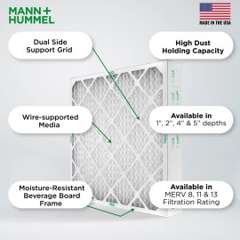 Mann+Hummel 16x25x4 MERV 8 Pleated Air Filters by Mann+Hummel. Case of 6.