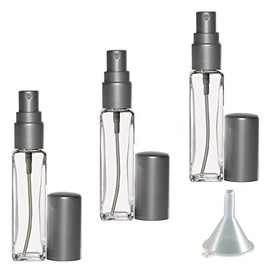 Riverrun Small Travel Perfume Cologne Atomizer Small Slim Glass Bottle Fine Mist Sprayer 1/4 oz. 7.5ml (Set of 10 - Matte Silver)