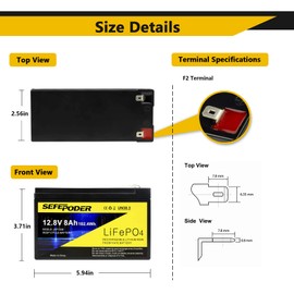 SEFEPODER 12V 8Ah Lifepo4 Lithium Deep Cycle Battery 2 Pack, 2000+ Cycle Rechargeable Battery for Small Solar, UPS, Power Wheels, Lighting, Fish Finder, Off-Grid Applications with Built-in 10A BMS