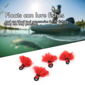 Yuecoom 4pcs Yarn, Foam Indicator, Hand-Tied Floating Nymphs for Fly Fishing, Yarn Strike Indicators, Drift Hook Positioning, Bite Alarm Swimming Fishing Accessories Fly (Red)