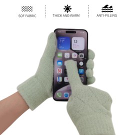 GERIINEER Winter Touch Screen Thermal Gloves with Elastic Cuff Soft Warm Knitted Gloves for Running Skiing Cycling Ladies Men Women