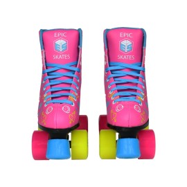 Epic Blush High-Top Indoor / Outdoor Quad Roller Skates w/ 2 Pair of Laces - Adult 9