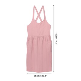 sourcing map Cotton Chef Aprons 85x109cm Cross Back Kitchen Cooking Apron with 2 Pockets Pinafore Dress for Men Women Chef, Pink