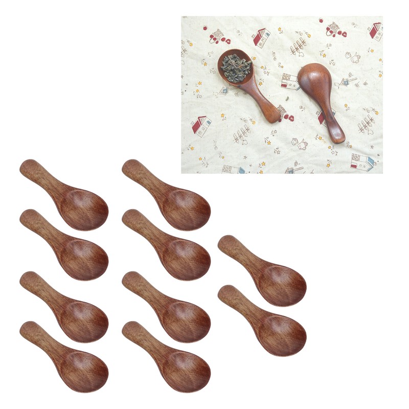 10pcs Small Wooden Spoons Cooking Condiments Spoons for Kitchen Seasoning