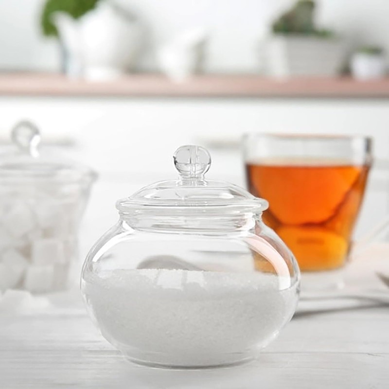 Frcctre Set of 2 Glass Sugar Bowl with Spoon and