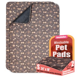 Washable Pee Pads for Dogs - 2 Pcs 18"x24" Brown Superior Reusable Puppy Pet Training Pad - Waterproof Protects Against Urine Leakage, Non-Slip Grip Prevents Slipping & Bunching
