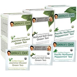 ANDREW LESSMAN Tea - Variety Pack - Jasmine Green Tea + Earl Grey Green Tea + Peppermint Tea 30 Sachets Each - Certified Organic. Refreshing, Mild Flavor. Rich in Healthy EGCG. No Bitter Aftertaste
