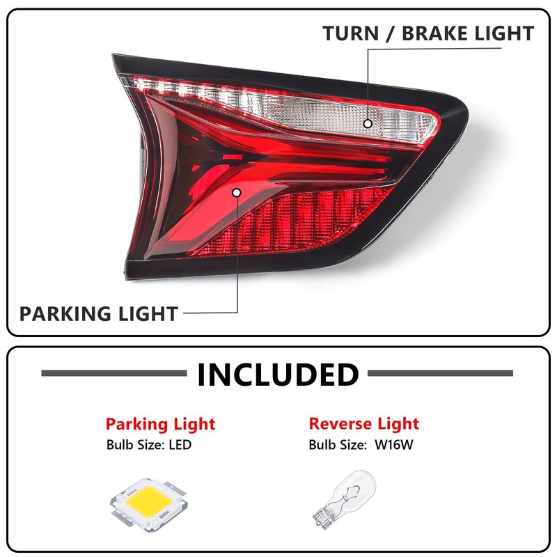 Huray Left LED Inner Tail Light Assembly Fit for Chevy