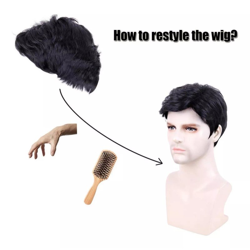 Creamily Peluca Corta Recta Natural Pelo Sintético Negro